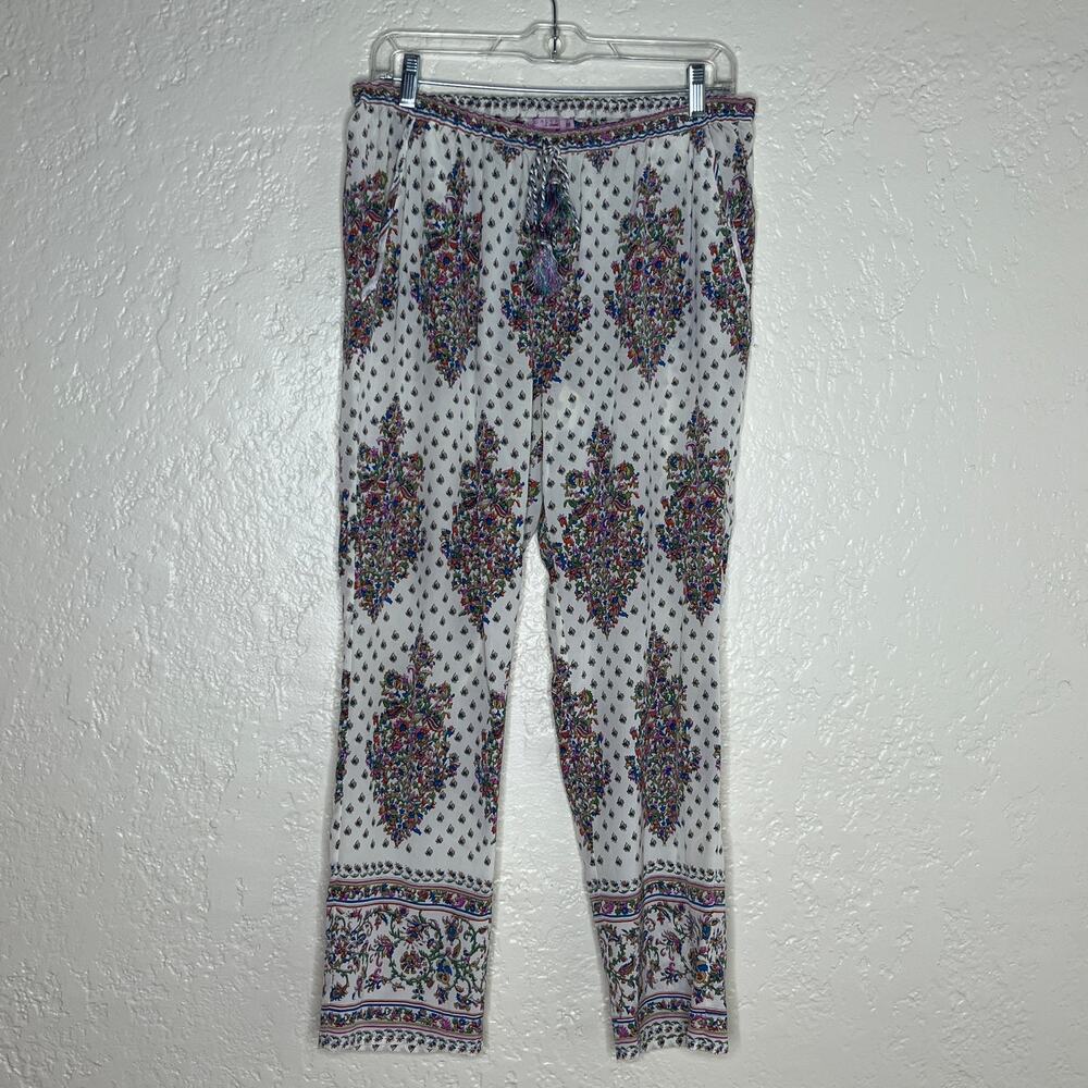 Calypso St Barth Silk Drawstring Beach Pants Boho Resort Women Floral Medium
